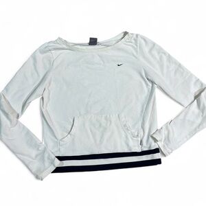 Nike white long sleeve top with black and white stripes Size L